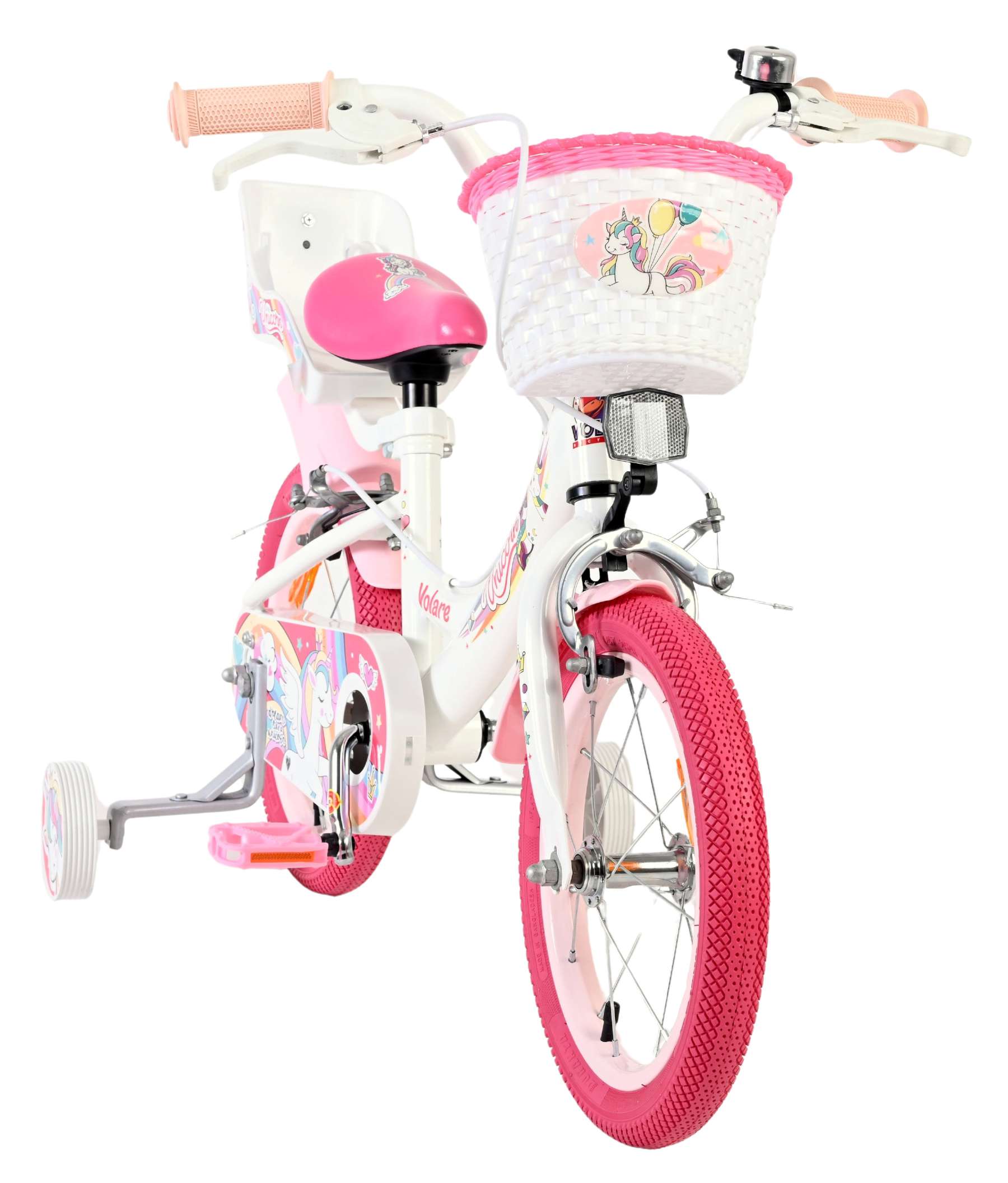 Volare Unicorn Kinderfiets - Meisjes - 14 inch - Wit - Twee Handremmen 5 Volare Unicorn Kinderfiets - Meisjes - 14 inch - Wit - Twee Handremmen - Afbeelding 5