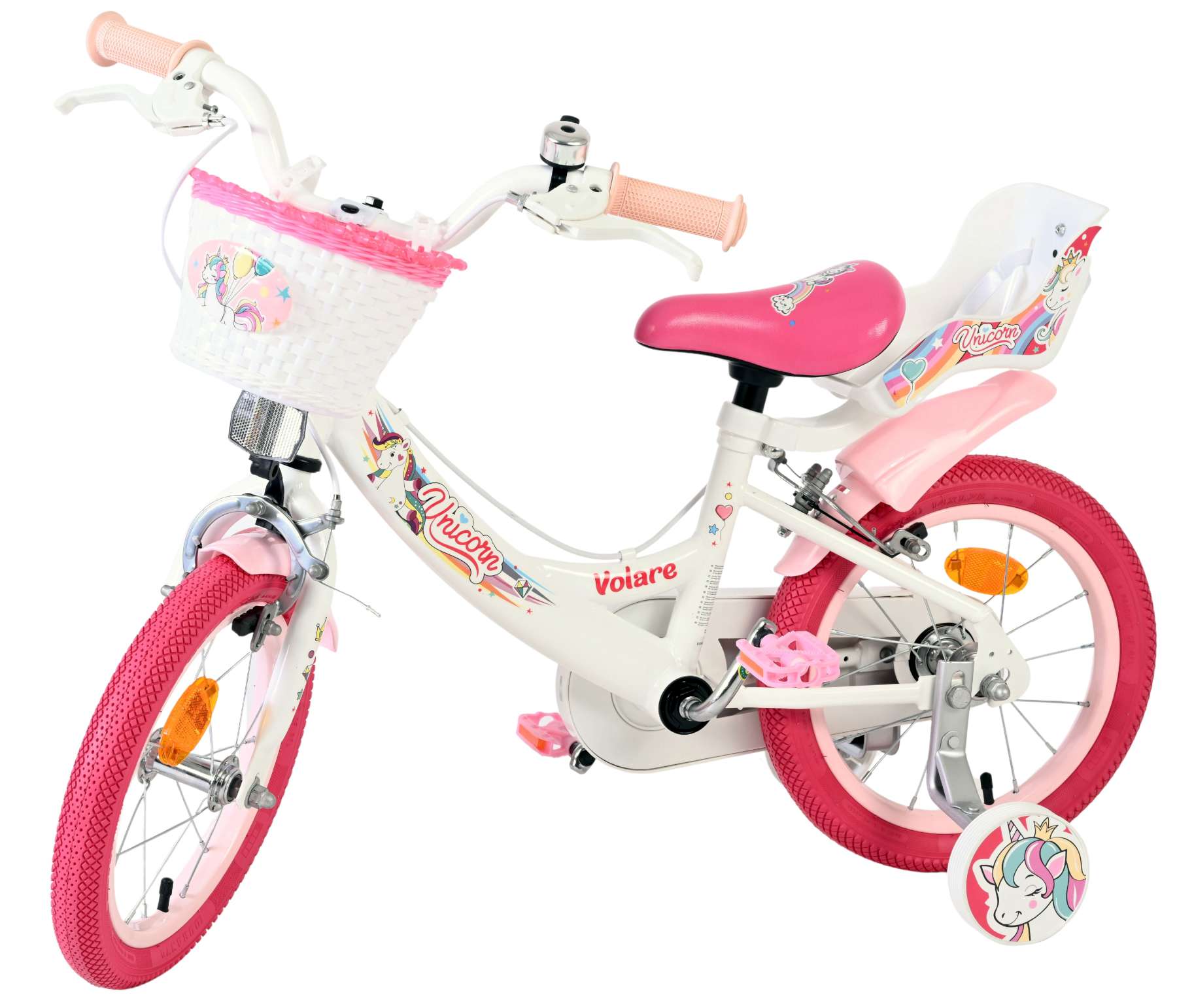 Volare Unicorn Kinderfiets - Meisjes - 14 inch - Wit - Twee Handremmen 8 Volare Unicorn Kinderfiets - Meisjes - 14 inch - Wit - Twee Handremmen - Afbeelding 8