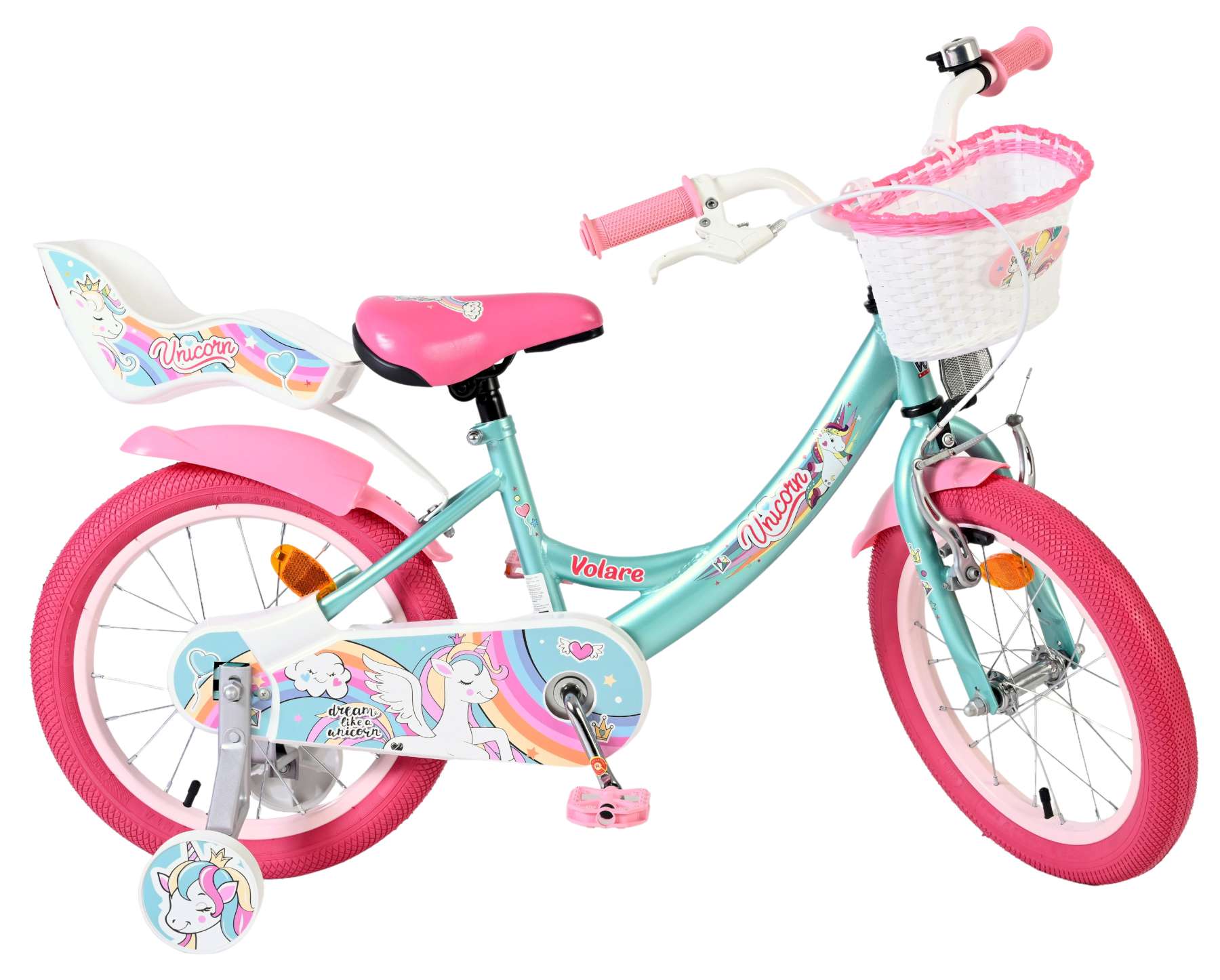 Volare Unicorn Kinderfiets - Meisjes - 16 inch - Groen 10 Volare Unicorn Kinderfiets - Meisjes - 16 inch - Groen - Afbeelding 10
