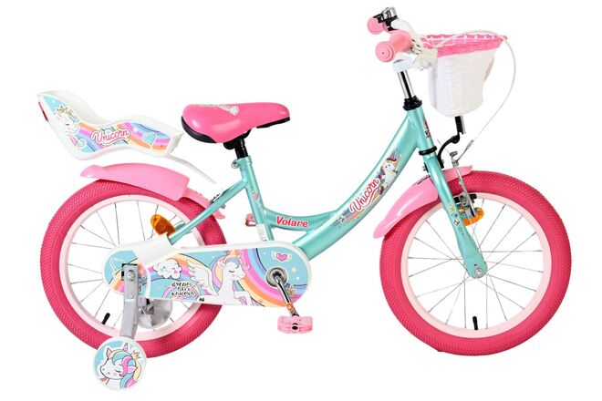 Volare Unicorn Kinderfiets - Meisjes - 16 inch - Groen 1 Volare Unicorn Kinderfiets - Meisjes - 16 inch - Groen