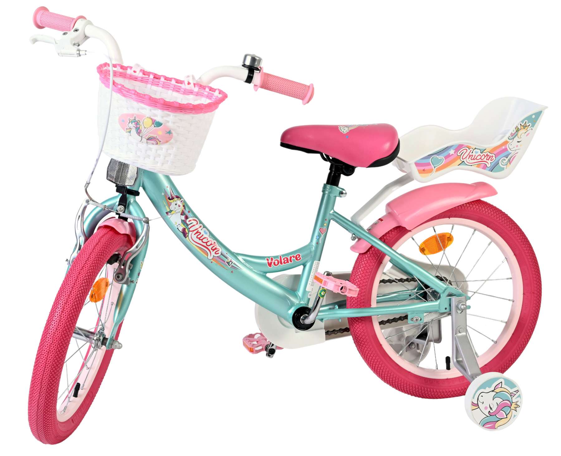 Volare Unicorn Kinderfiets - Meisjes - 16 inch - Groen 8 Volare Unicorn Kinderfiets - Meisjes - 16 inch - Groen - Afbeelding 8