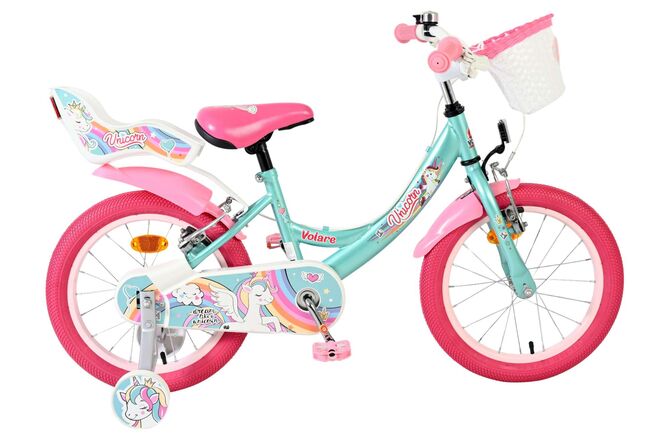 Volare Unicorn Kinderfiets - Meisjes - 16 inch - Groen - Twee Handremmen 1 Volare Unicorn Kinderfiets - Meisjes - 16 inch - Groen - Twee Handremmen