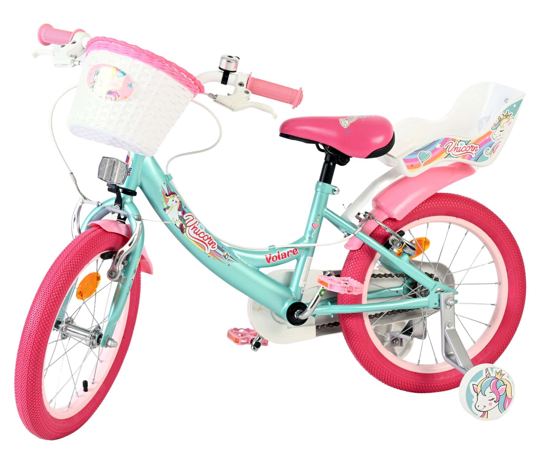Volare Unicorn Kinderfiets - Meisjes - 16 inch - Groen - Twee Handremmen 8 Volare Unicorn Kinderfiets - Meisjes - 16 inch - Groen - Twee Handremmen - Afbeelding 8