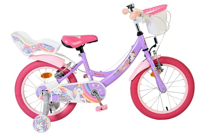 Volare Unicorn Kinderfiets - Meisjes - 16 inch - Paars - Twee Handremmen 1 Volare Unicorn Kinderfiets - Meisjes - 16 inch - Paars - Twee Handremmen