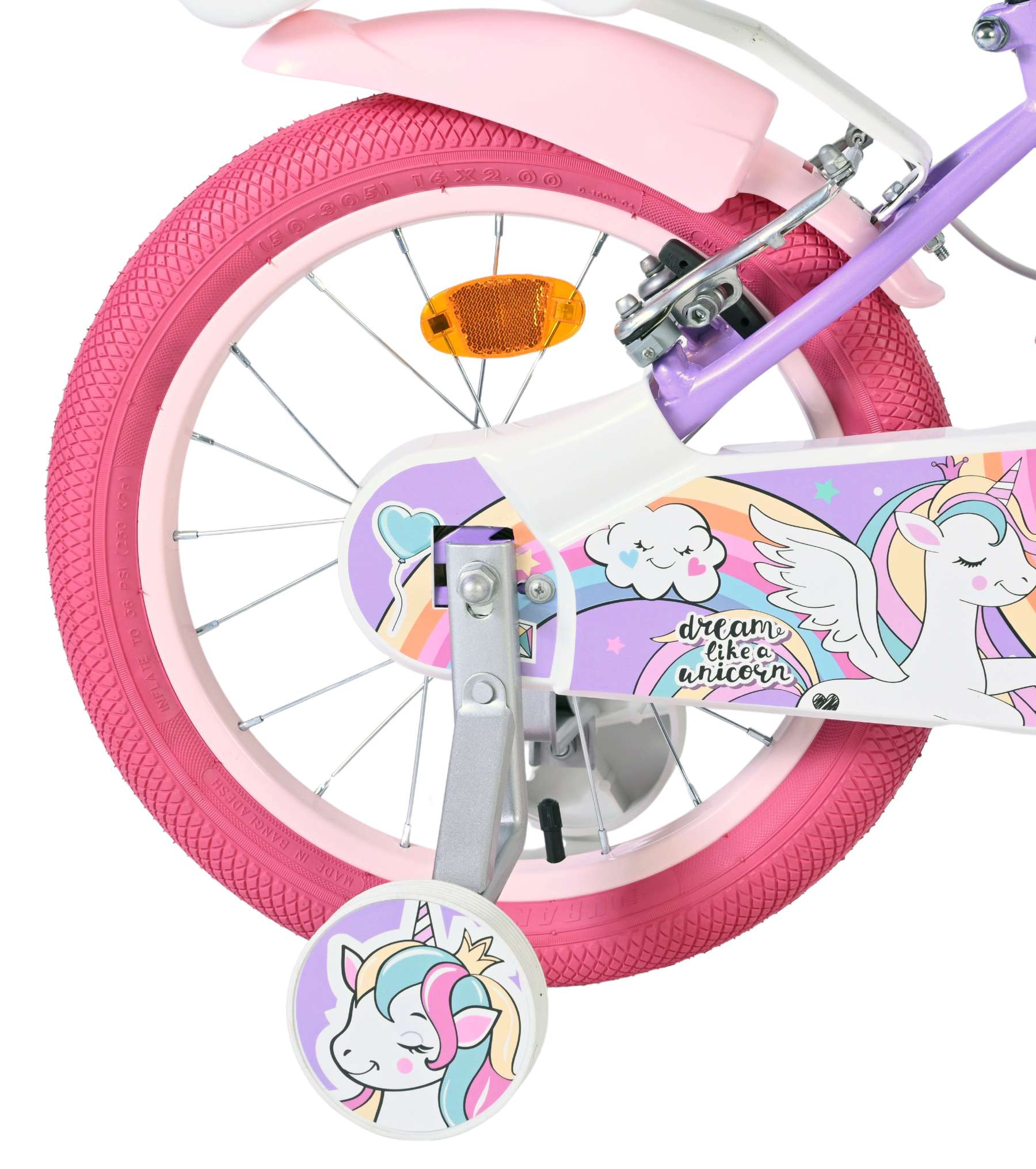 Volare Unicorn Kinderfiets - Meisjes - 16 inch - Paars - Twee Handremmen 2 Volare Unicorn Kinderfiets - Meisjes - 16 inch - Paars - Twee Handremmen - Afbeelding 2