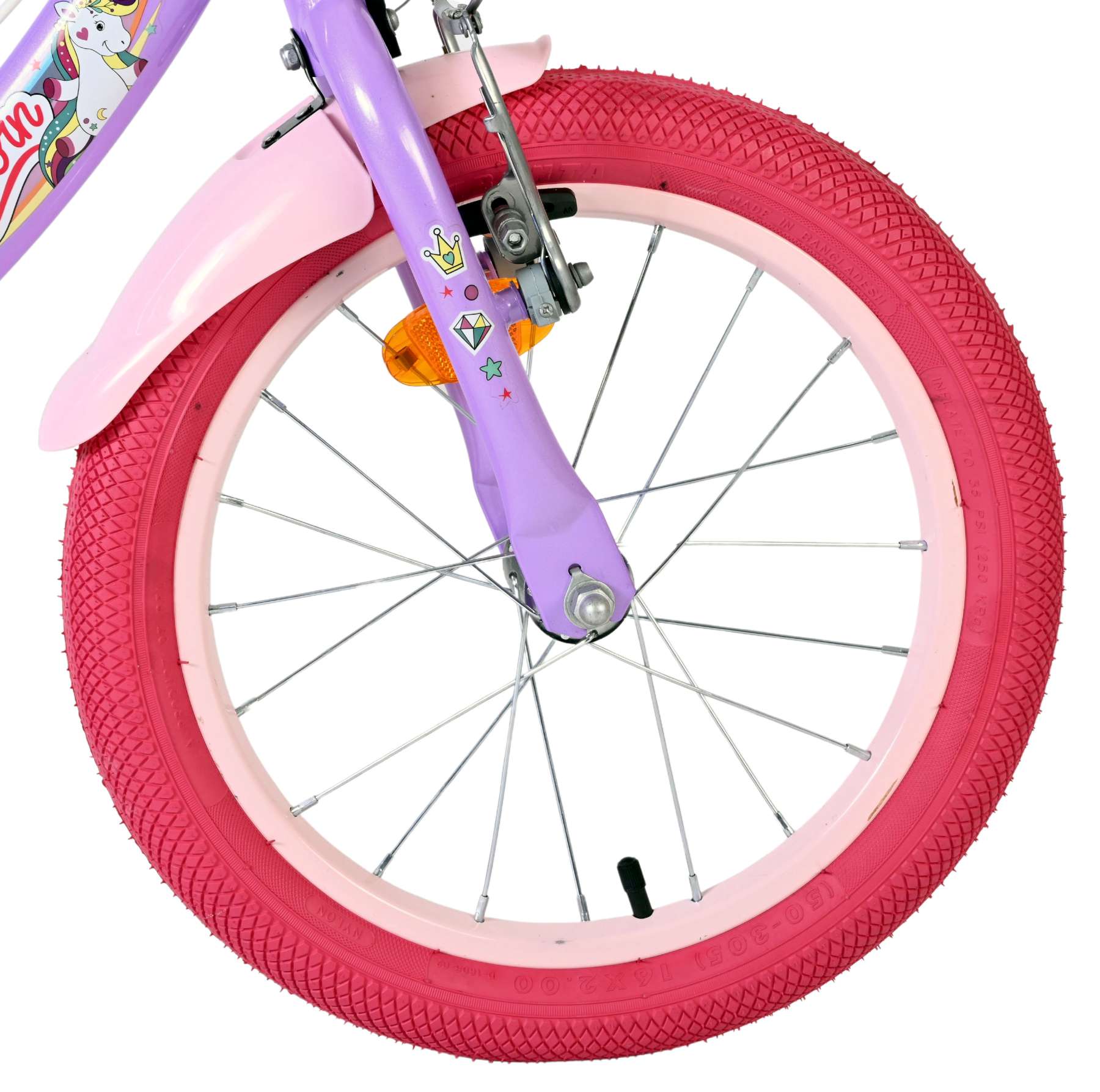 Volare Unicorn Kinderfiets - Meisjes - 16 inch - Paars - Twee Handremmen 3 Volare Unicorn Kinderfiets - Meisjes - 16 inch - Paars - Twee Handremmen - Afbeelding 3