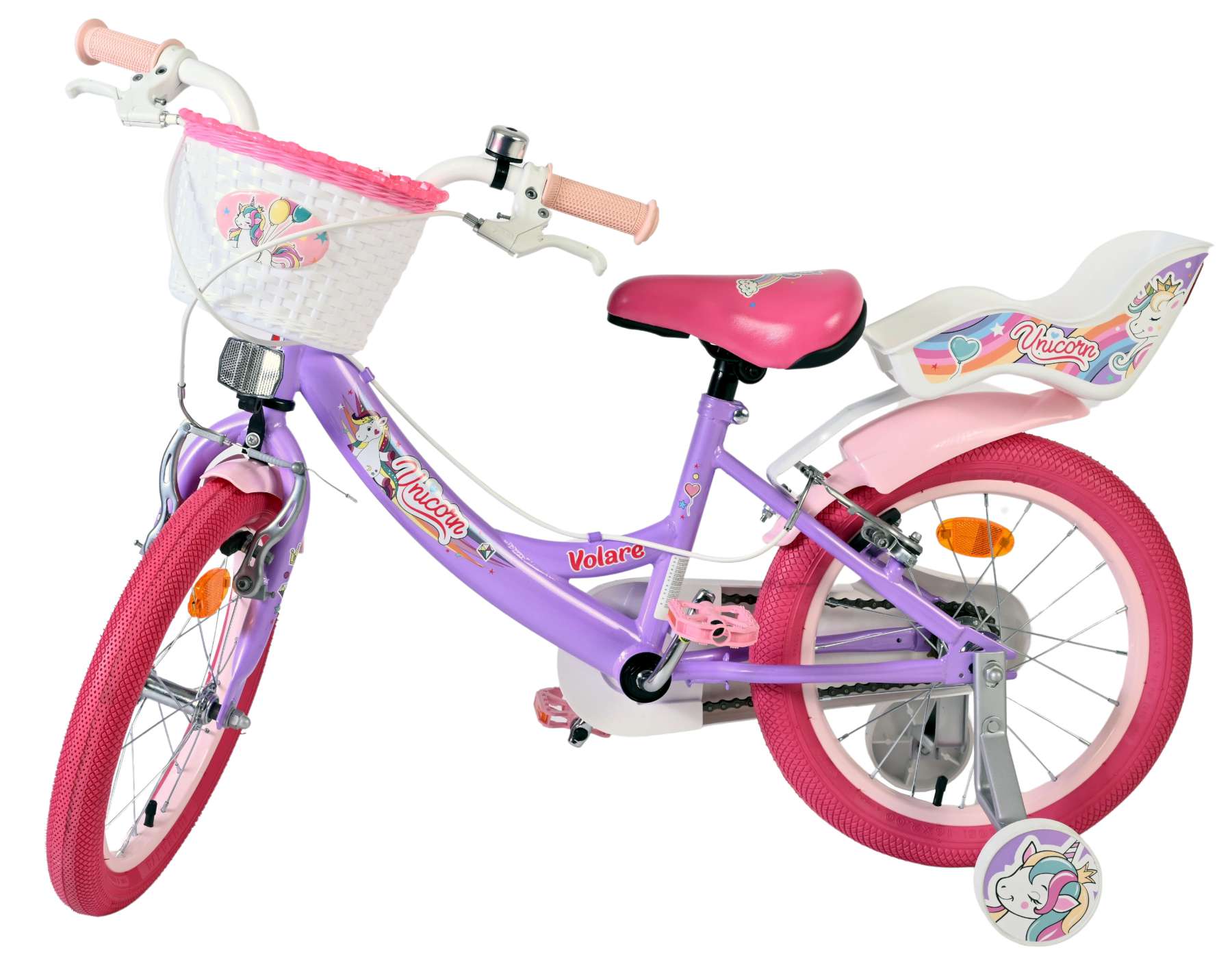 Volare Unicorn Kinderfiets - Meisjes - 16 inch - Paars - Twee Handremmen 8 Volare Unicorn Kinderfiets - Meisjes - 16 inch - Paars - Twee Handremmen - Afbeelding 8