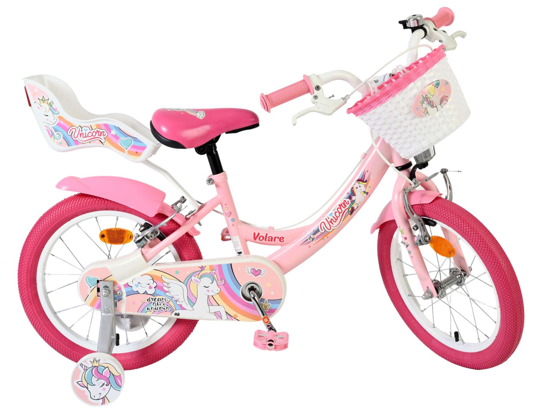 Volare Unicorn Kinderfiets - Meisjes - 16 inch - Roze - Twee Handremmen 10 Volare Unicorn Kinderfiets - Meisjes - 16 inch - Roze - Twee Handremmen - Afbeelding 10