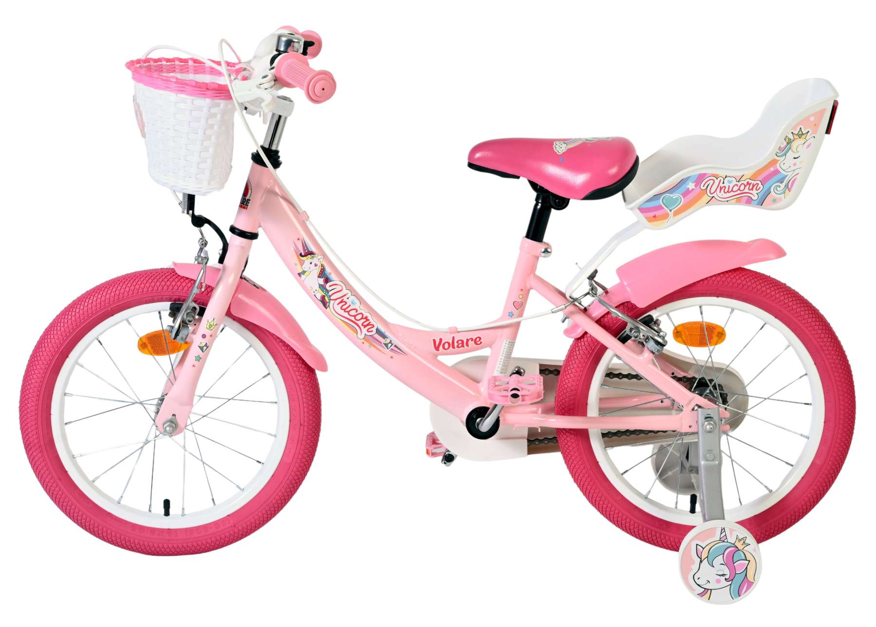 Volare Unicorn Kinderfiets - Meisjes - 16 inch - Roze - Twee Handremmen 7 Volare Unicorn Kinderfiets - Meisjes - 16 inch - Roze - Twee Handremmen - Afbeelding 7