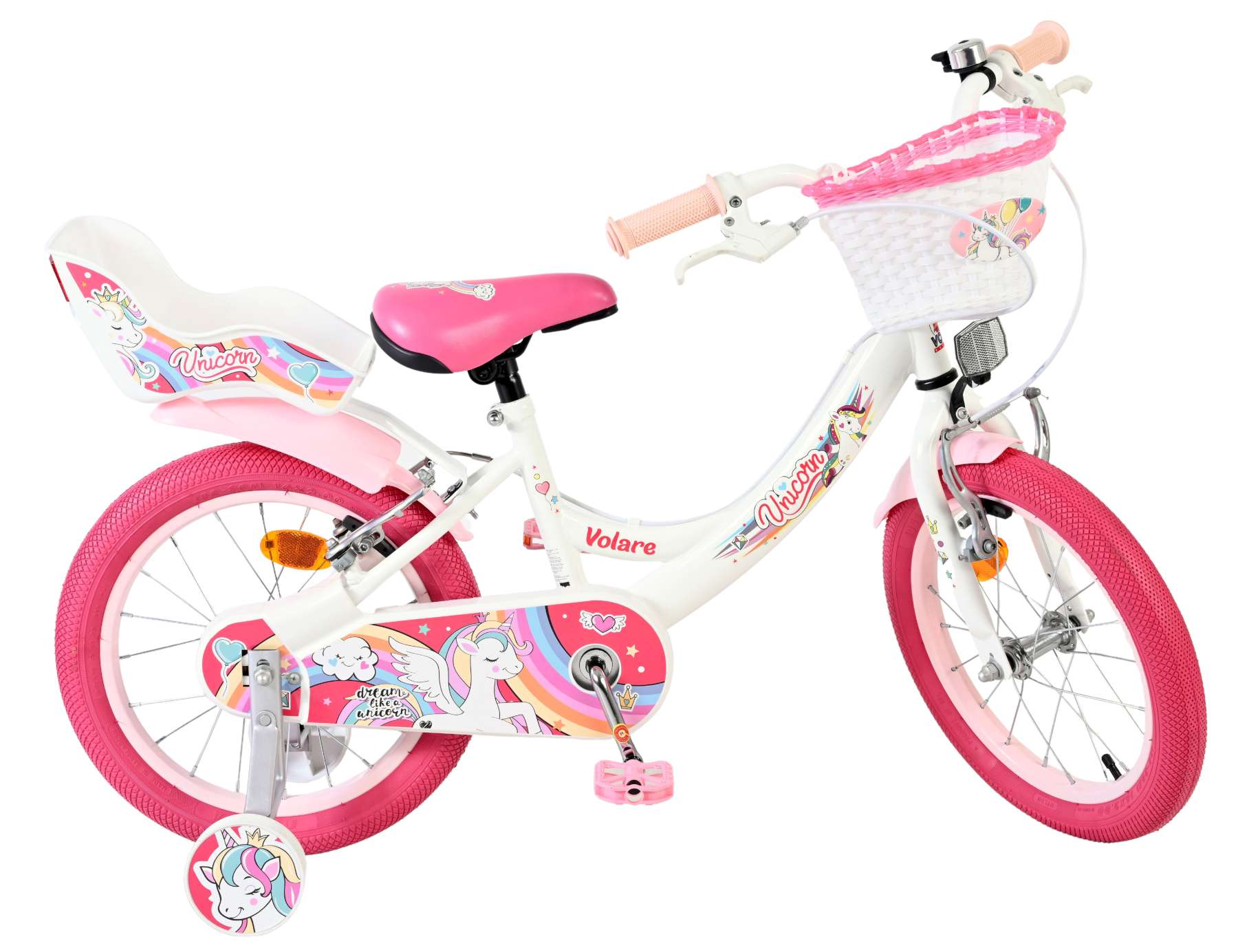 Volare Unicorn Kinderfiets - Meisjes - 16 inch - Wit - Twee Handremmen 10 Volare Unicorn Kinderfiets - Meisjes - 16 inch - Wit - Twee Handremmen - Afbeelding 10