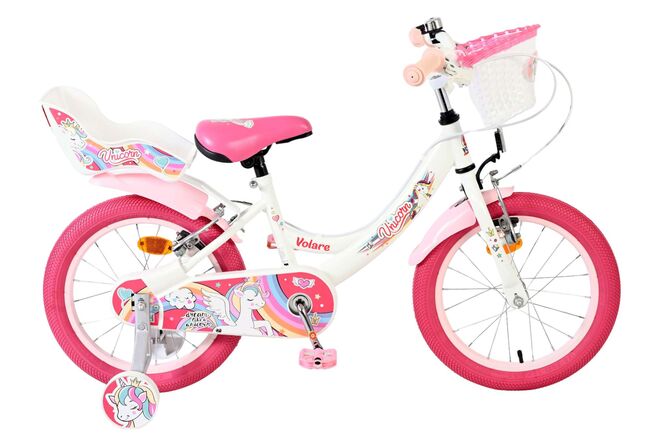 Volare Unicorn Kinderfiets - Meisjes - 16 inch - Wit - Twee Handremmen 1 Volare Unicorn Kinderfiets - Meisjes - 16 inch - Wit - Twee Handremmen