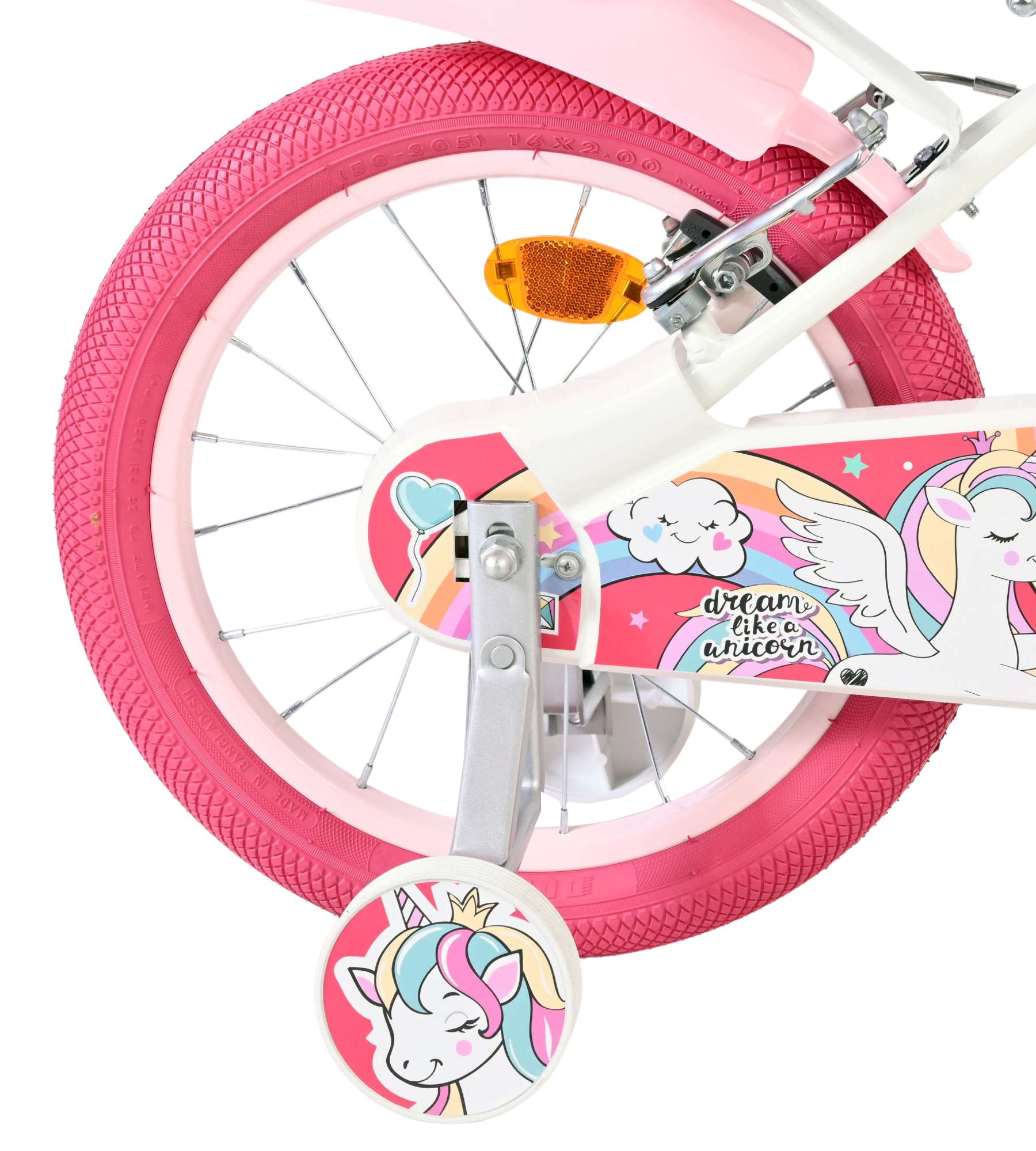 Volare Unicorn Kinderfiets - Meisjes - 16 inch - Wit - Twee Handremmen 2 Volare Unicorn Kinderfiets - Meisjes - 16 inch - Wit - Twee Handremmen - Afbeelding 2