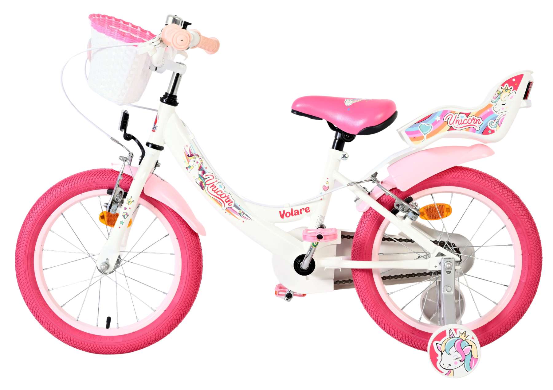 Volare Unicorn Kinderfiets - Meisjes - 16 inch - Wit - Twee Handremmen 7 Volare Unicorn Kinderfiets - Meisjes - 16 inch - Wit - Twee Handremmen - Afbeelding 7