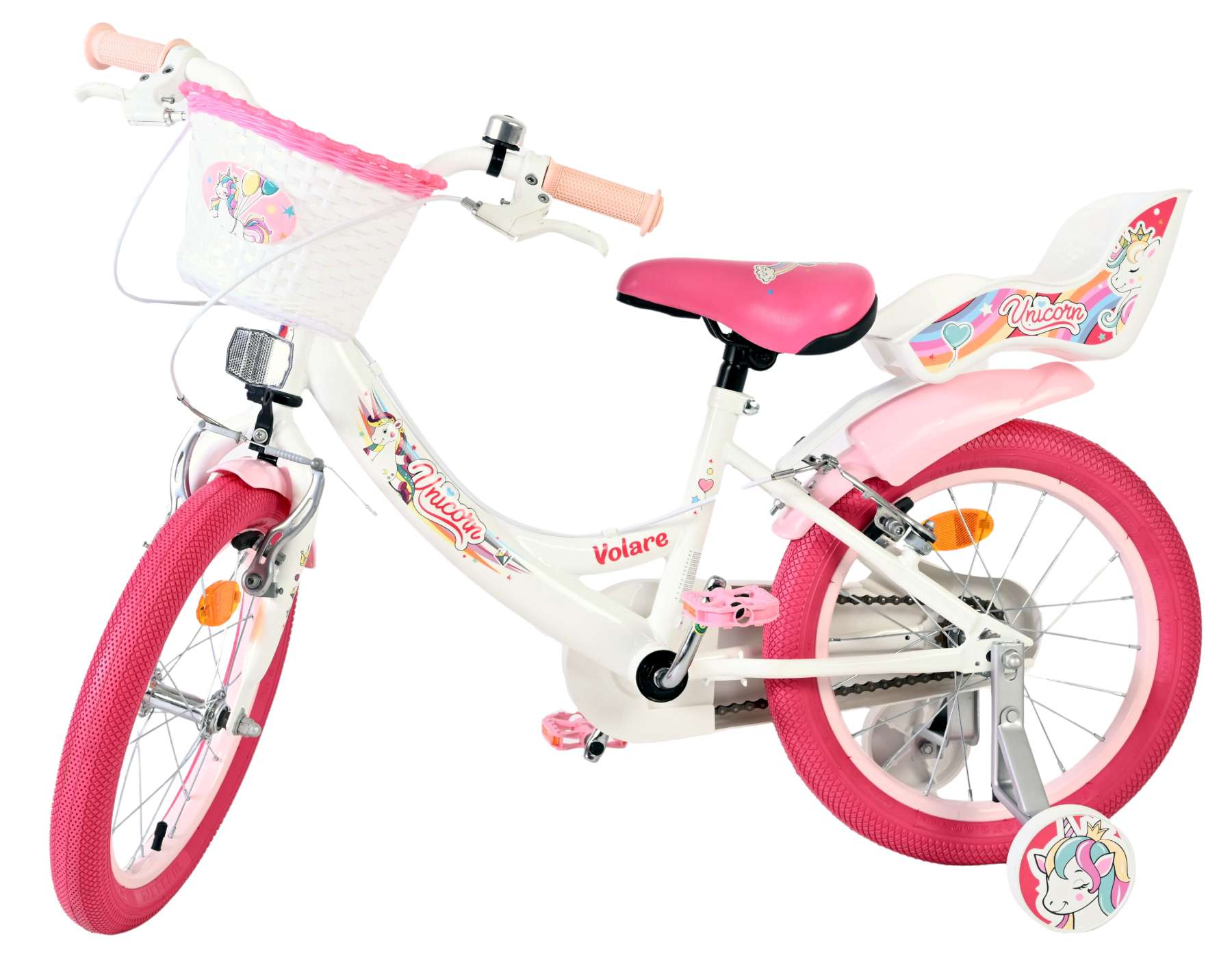 Volare Unicorn Kinderfiets - Meisjes - 16 inch - Wit - Twee Handremmen 8 Volare Unicorn Kinderfiets - Meisjes - 16 inch - Wit - Twee Handremmen - Afbeelding 8