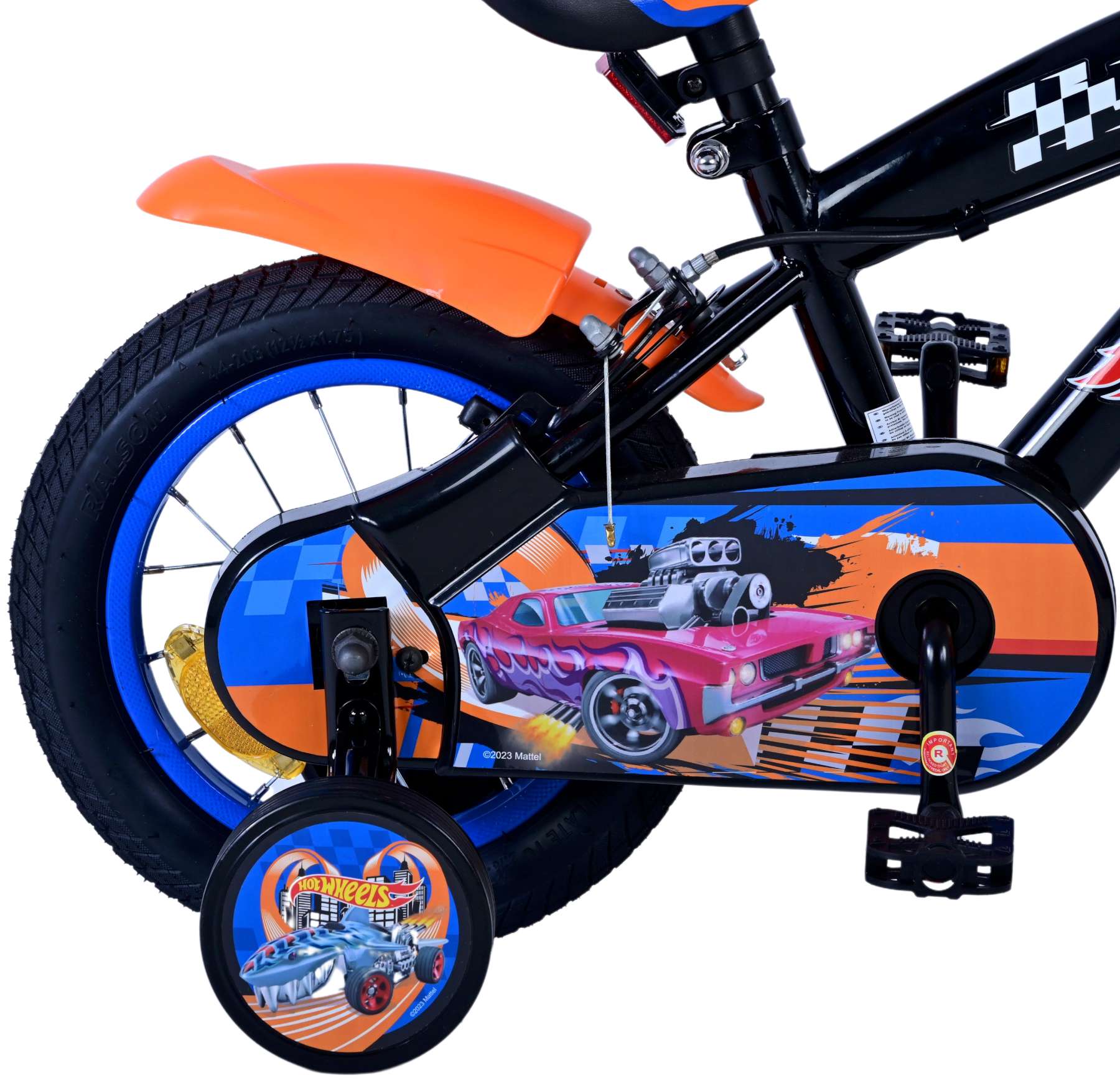 Hot Wheels Kinderfiets - Jongens - 12 inch - Zwart Oranje Blauw - Twee handremmen 3 Hot Wheels Kinderfiets - Jongens - 12 inch - Zwart Oranje Blauw - Twee handremmen - Afbeelding 3