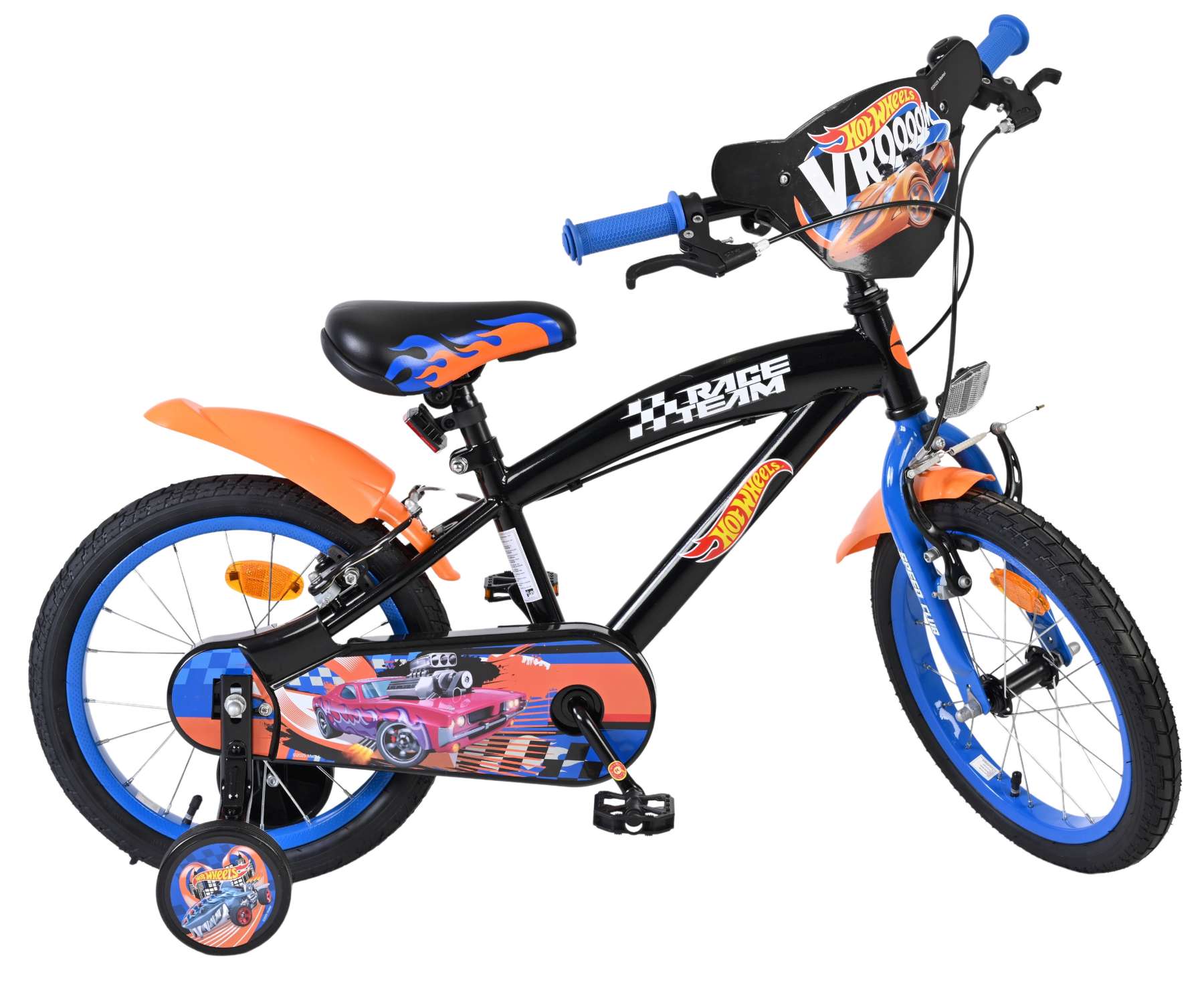 Hot Wheels Kinderfiets - Jongens - 16 inch - Zwart Oranje Blauw - Twee Handremmen 2 Hot Wheels Kinderfiets - Jongens - 16 inch - Zwart Oranje Blauw - Twee Handremmen - Afbeelding 2