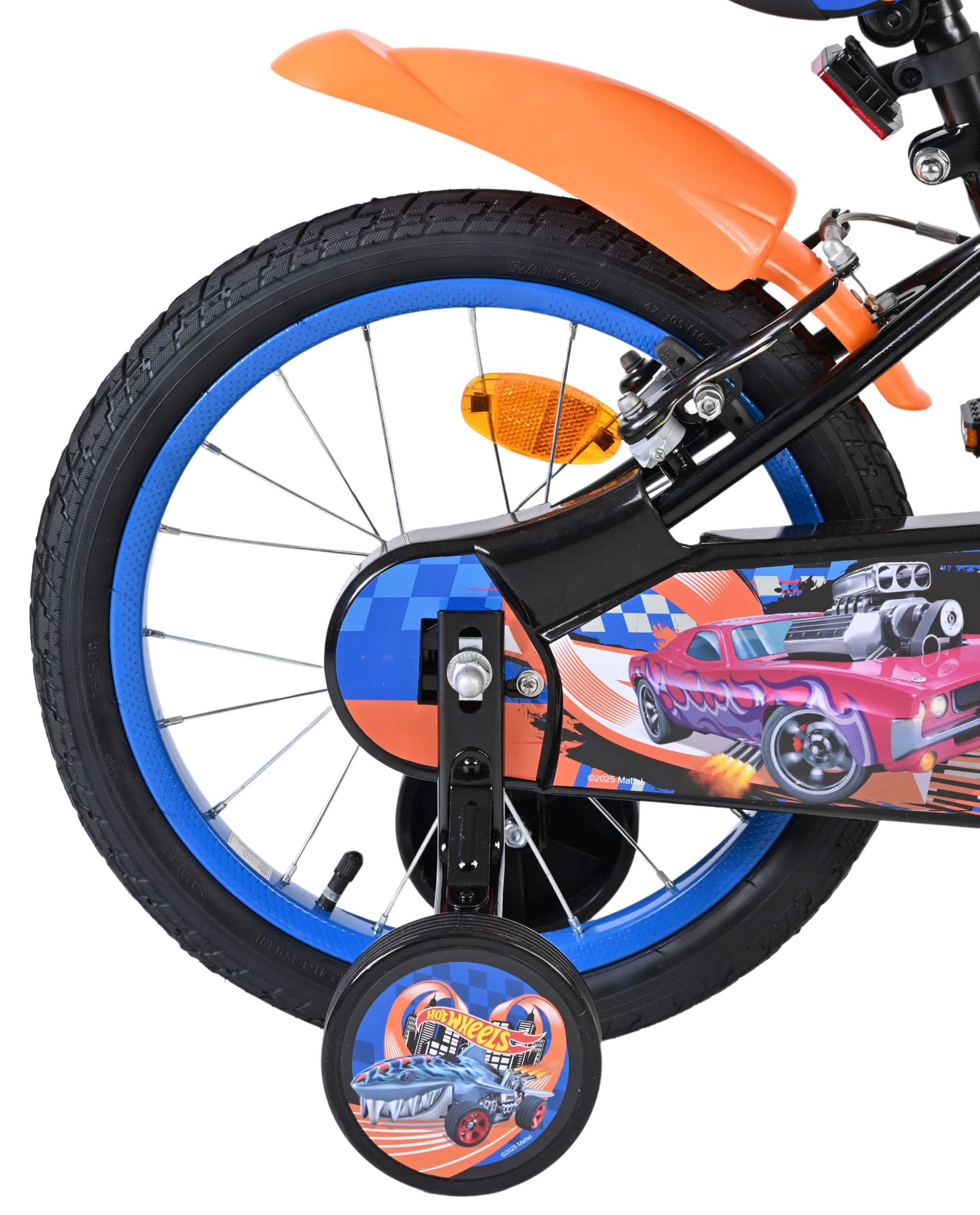 Hot Wheels Kinderfiets - Jongens - 16 inch - Zwart Oranje Blauw - Twee Handremmen 3 Hot Wheels Kinderfiets - Jongens - 16 inch - Zwart Oranje Blauw - Twee Handremmen - Afbeelding 3