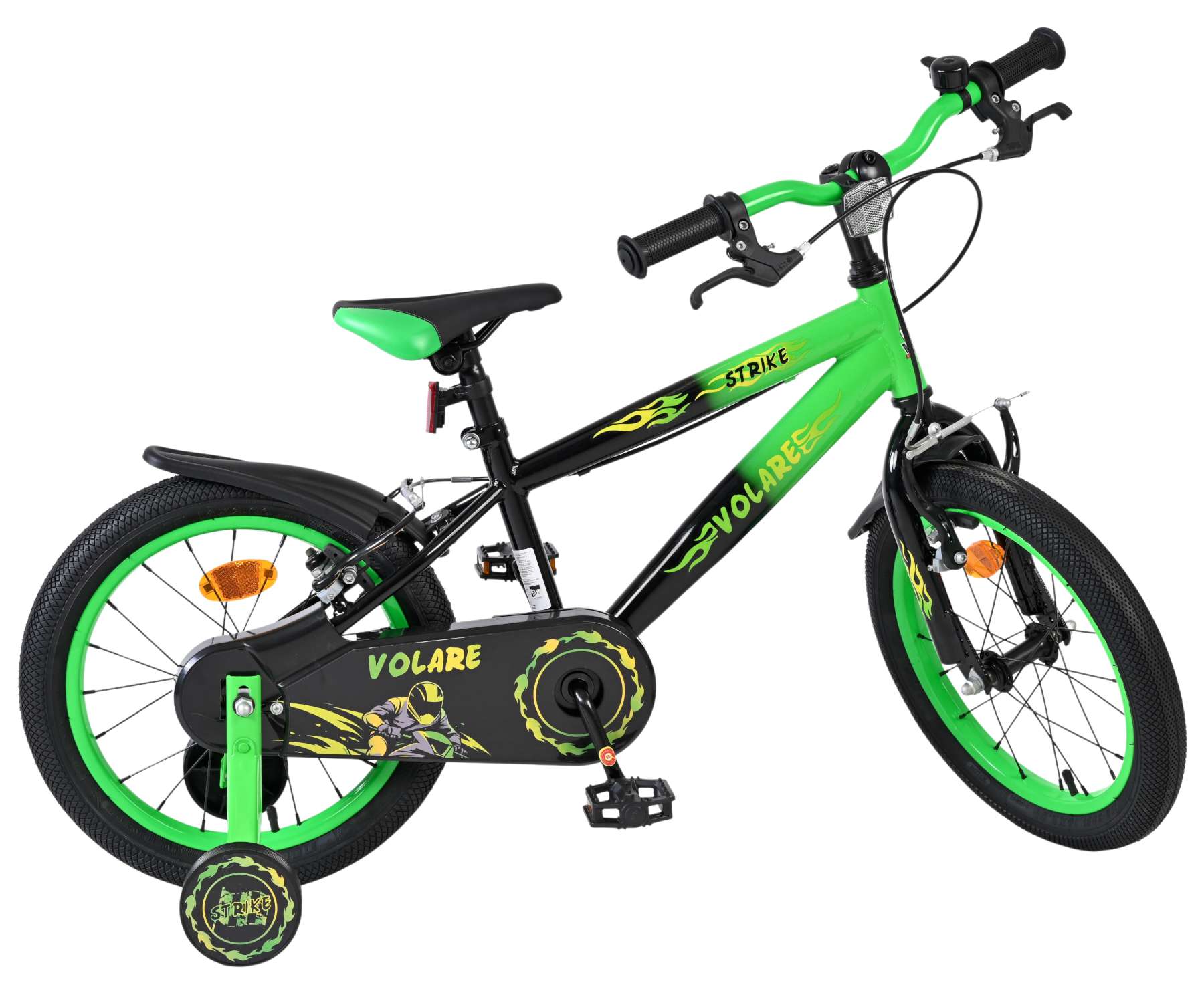 Volare Strike Kinderfiets - Jongens - 16 inch - Zwart Groen - Twee Handremmen 10 Volare Strike Kinderfiets - Jongens - 16 inch - Zwart Groen - Twee Handremmen - Afbeelding 10