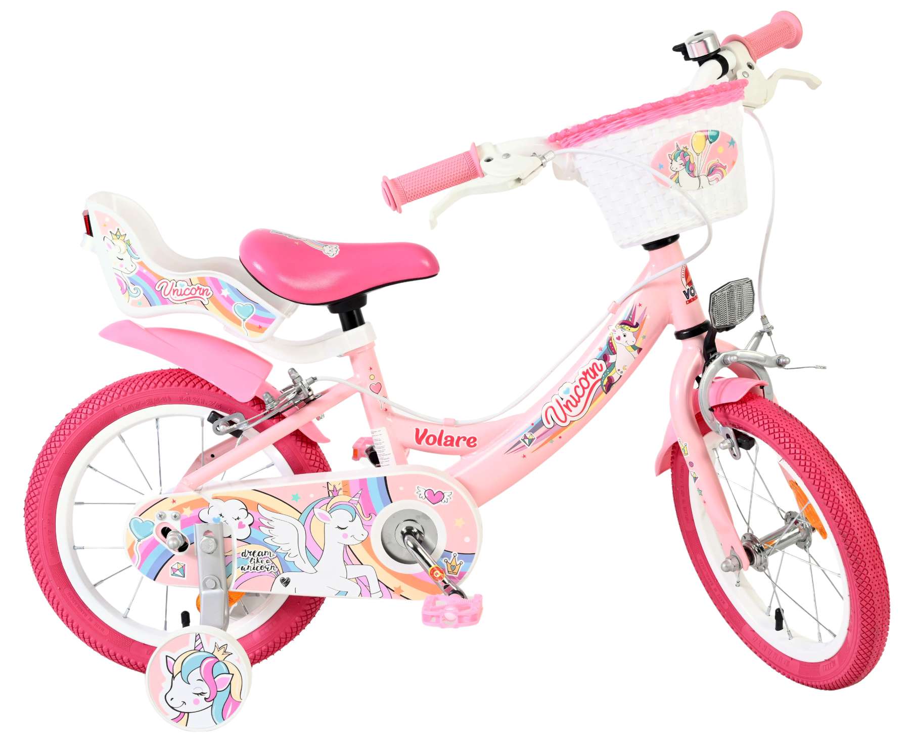 Volare Unicorn Kinderfiets - Meisjes - 14 inch - Roze - Twee Handremmen 10 Volare Unicorn Kinderfiets - Meisjes - 14 inch - Roze - Twee Handremmen - Afbeelding 10