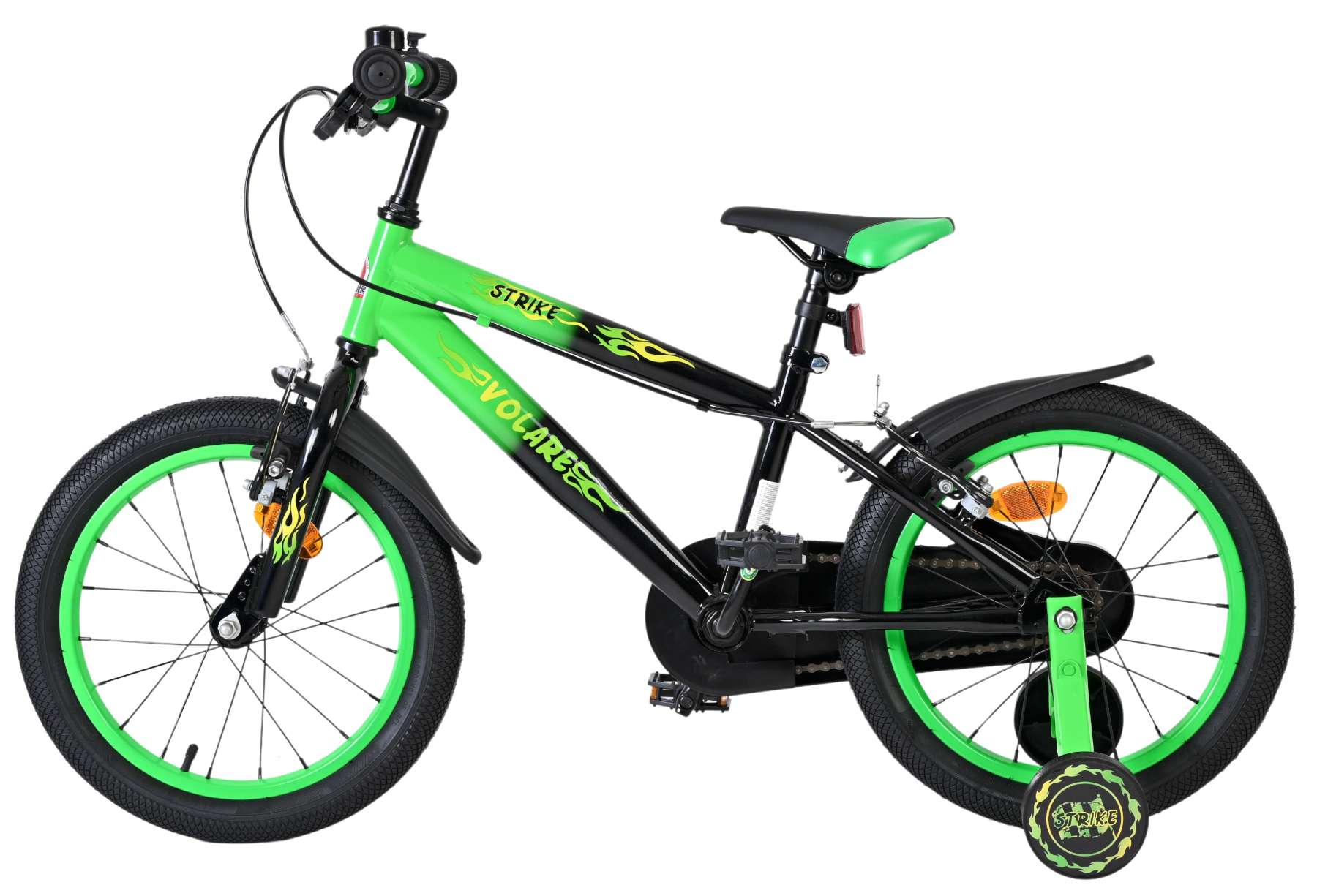 Volare Strike Kinderfiets - Jongens - 16 inch - Zwart Groen - Twee Handremmen - Afbeelding 2