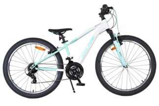 Volare Boost Kinderfiets - 24 inch - Wit Mintgroen - 21 versnellingen