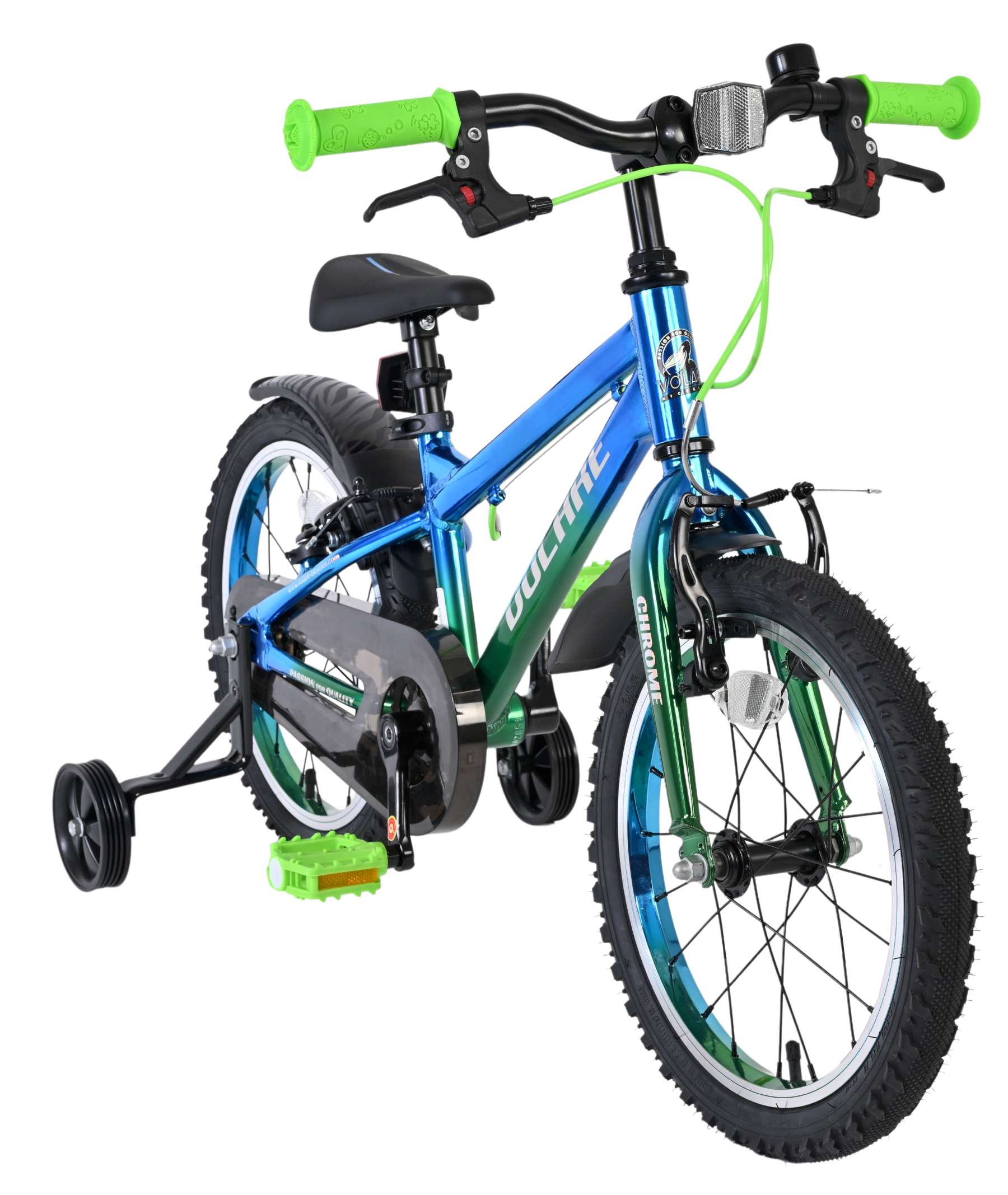 Volare Chrome Kinderfiets - Jongens - 16 inch - Blauw Groen - Twee Handremmen - Afbeelding 5