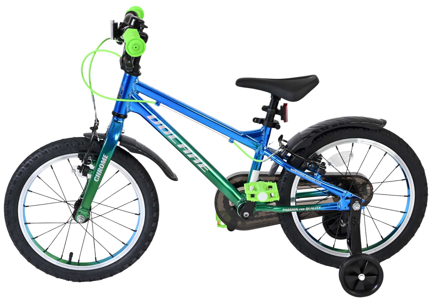Volare Chrome Kinderfiets - Jongens - 16 inch - Blauw Groen - Twee Handremmen - Afbeelding 7