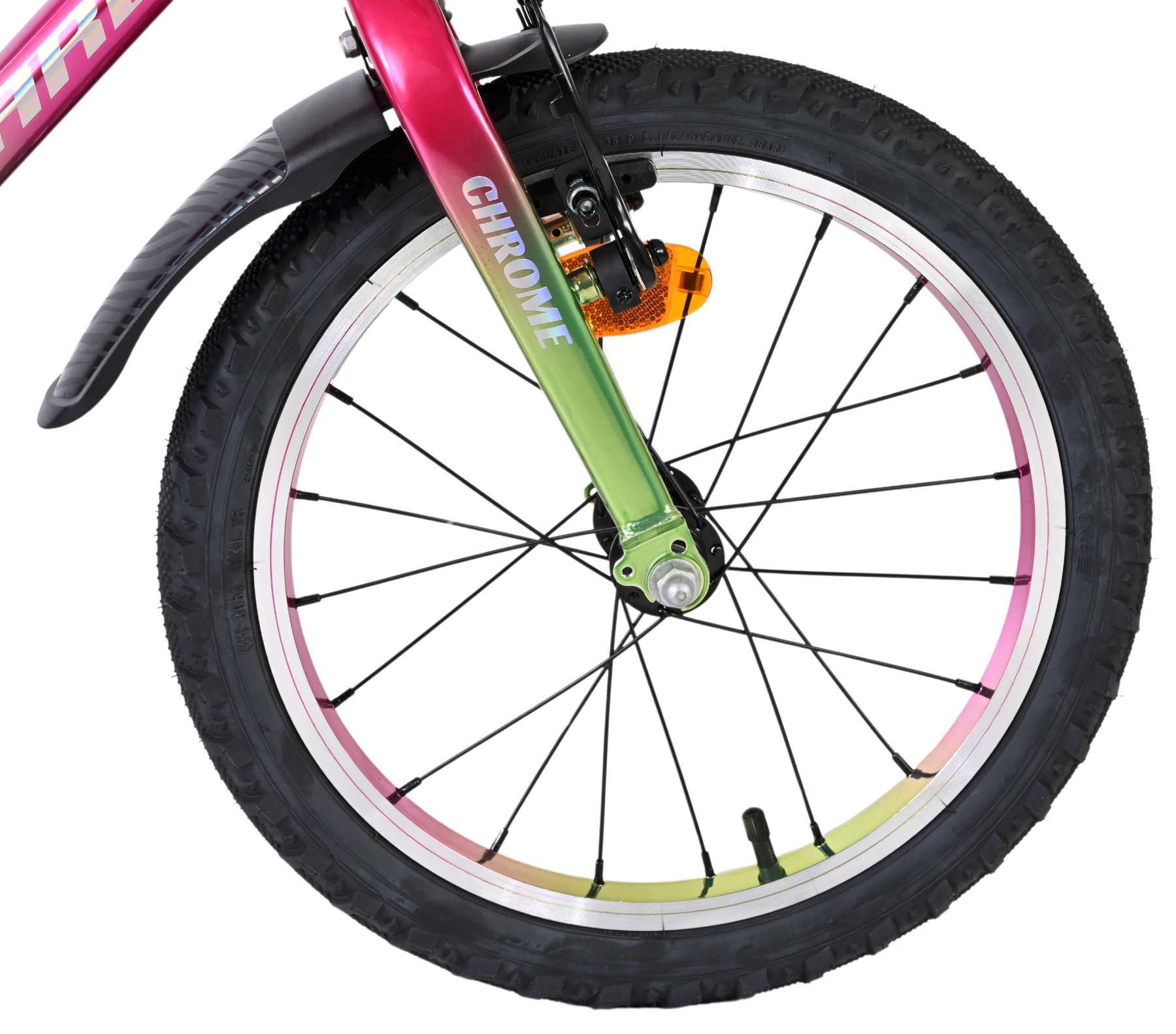 Volare Chrome Kinderfiets - Meisjes - 16 inch - Roze Groen - Twee Handremmen - Afbeelding 3