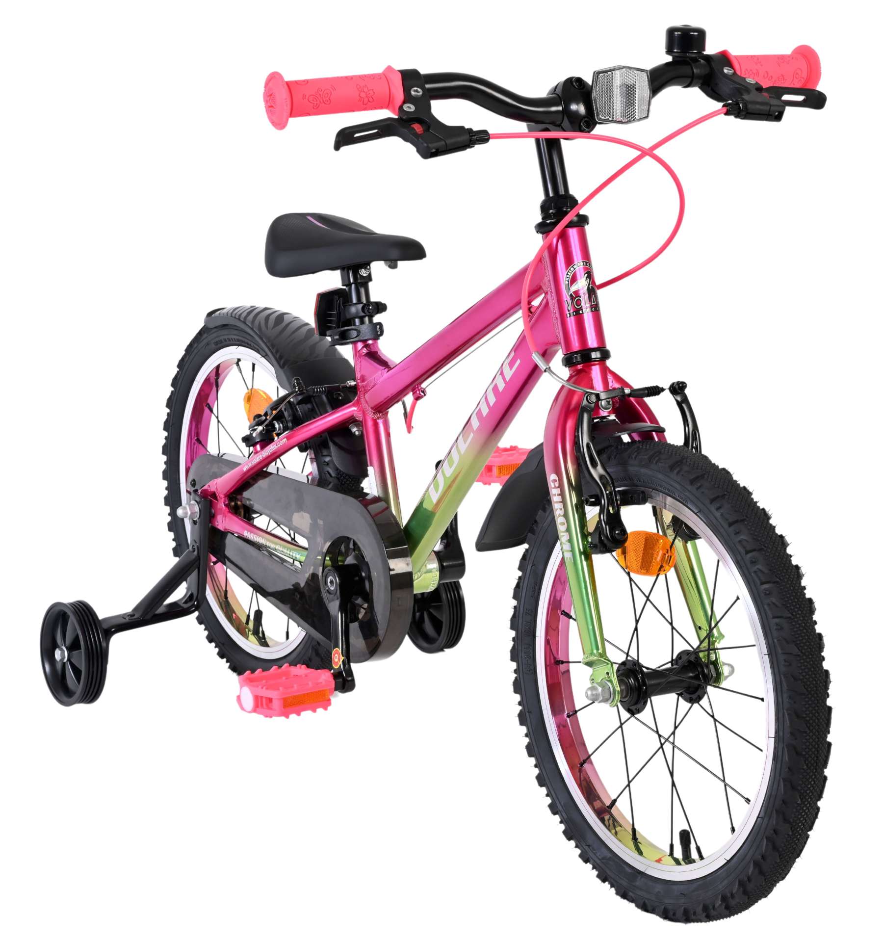 Volare Chrome Kinderfiets - Meisjes - 16 inch - Roze Groen - Twee Handremmen - Afbeelding 5