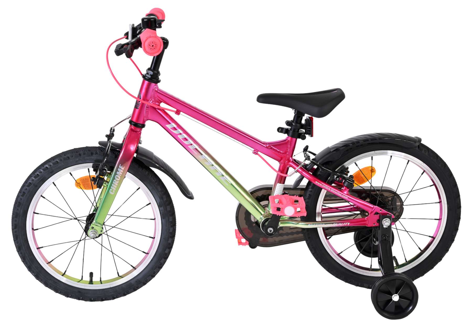 Volare Chrome Kinderfiets - Meisjes - 16 inch - Roze Groen - Twee Handremmen - Afbeelding 7