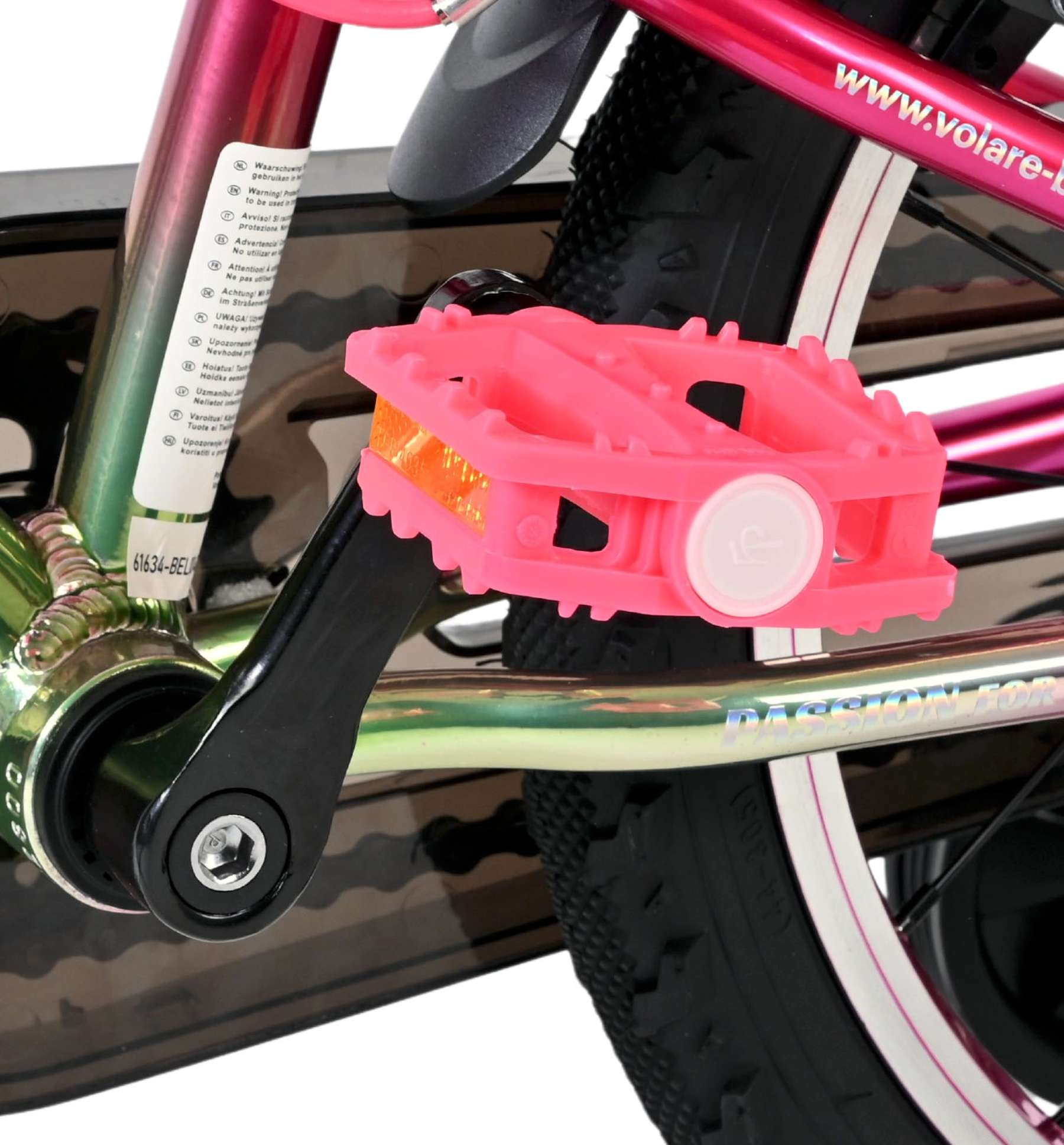 Volare Chrome Kinderfiets - Meisjes - 16 inch - Roze Groen - Twee Handremmen - Afbeelding 9