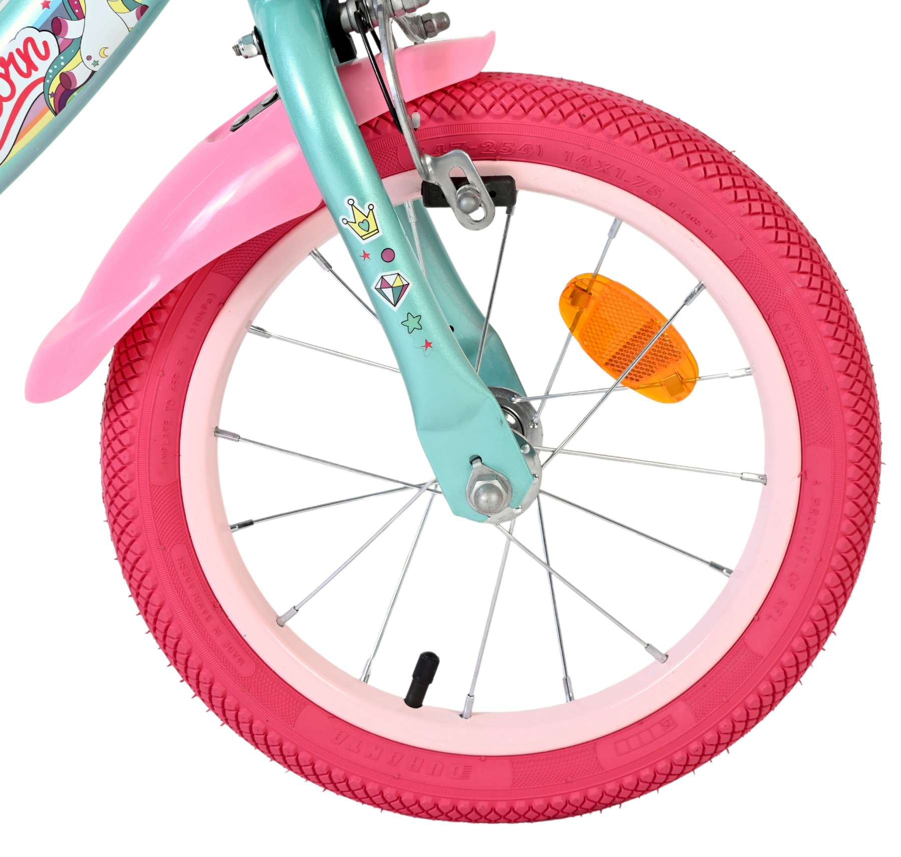 Volare Unicorn Kinderfiets - Meisjes - 14 inch - Groen - Twee Handremmen - Afbeelding 4
