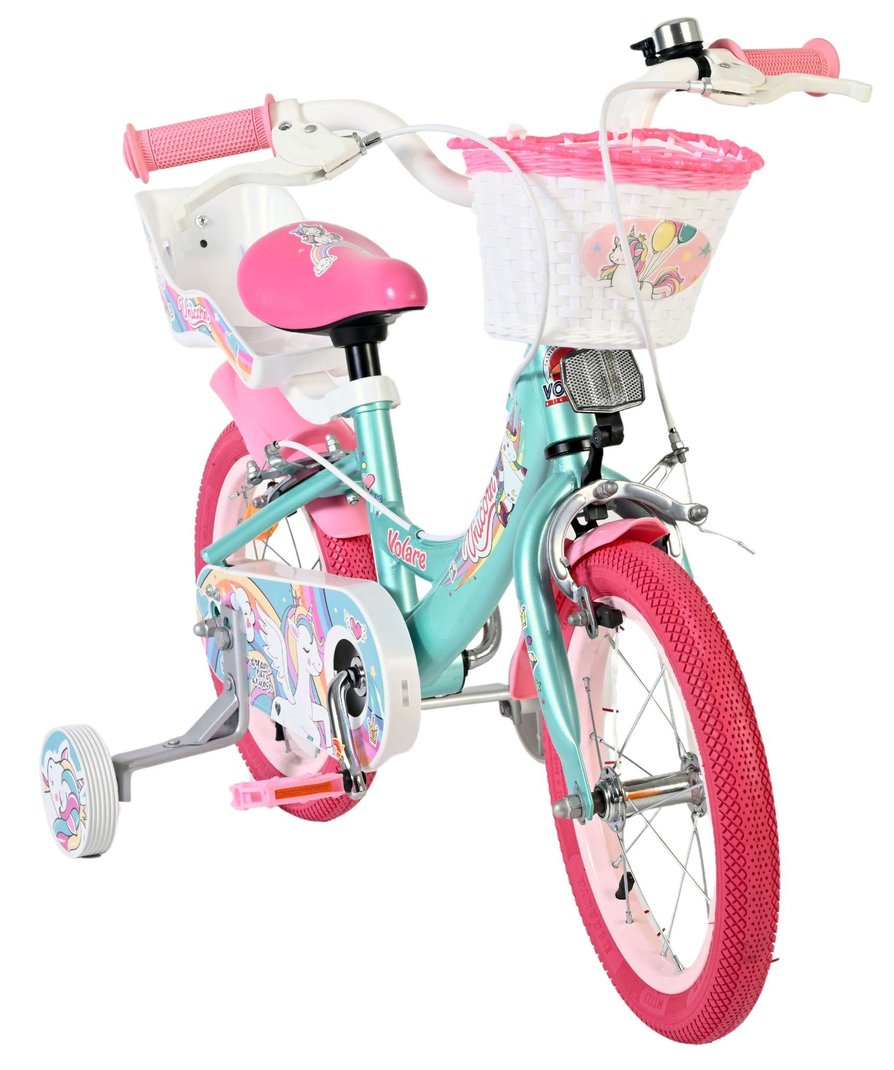 Volare Unicorn Kinderfiets - Meisjes - 14 inch - Groen - Twee Handremmen - Afbeelding 6