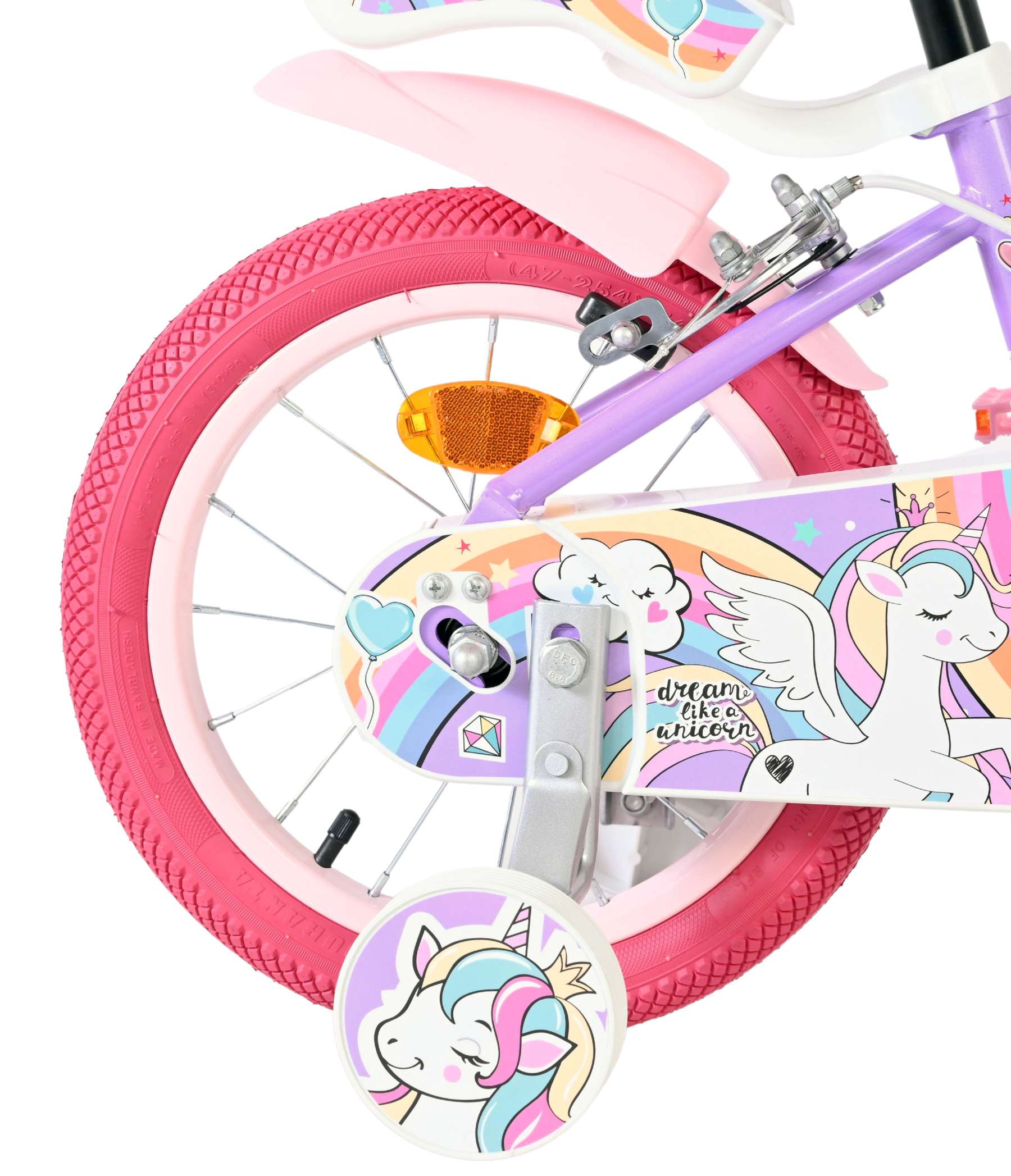 Volare Unicorn Kinderfiets - Meisjes - 14 inch - Paars - Twee Handremmen 2 Volare Unicorn Kinderfiets - Meisjes - 14 inch - Paars - Twee Handremmen - Afbeelding 2