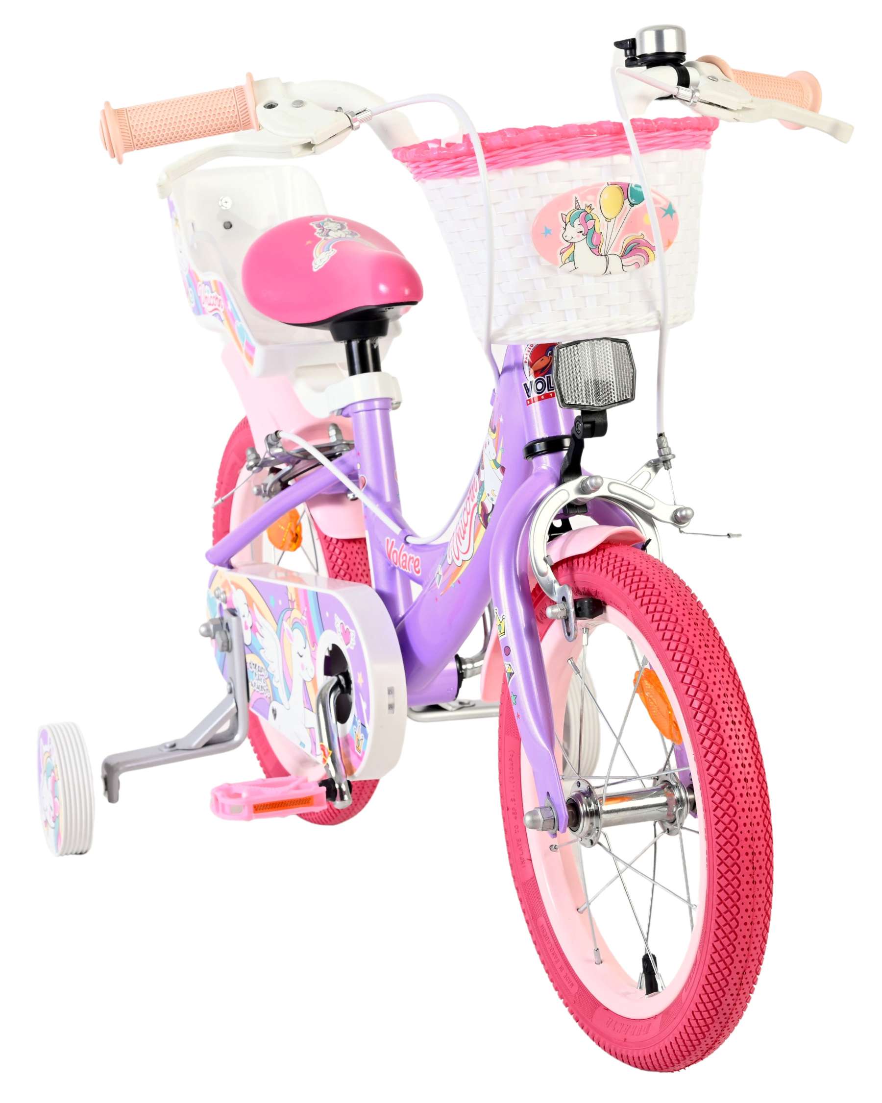 Volare Unicorn Kinderfiets - Meisjes - 14 inch - Paars - Twee Handremmen 4 Volare Unicorn Kinderfiets - Meisjes - 14 inch - Paars - Twee Handremmen - Afbeelding 4