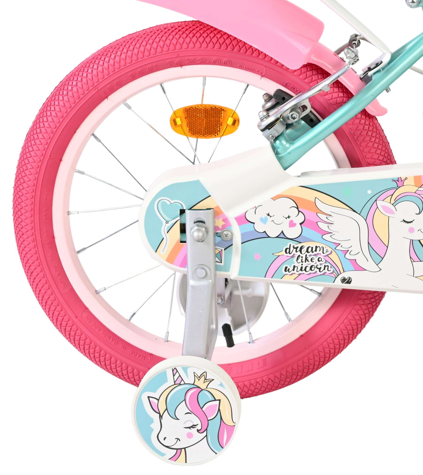 Volare Unicorn Kinderfiets - Meisjes - 16 inch - Groen - Twee Handremmen - Afbeelding 2